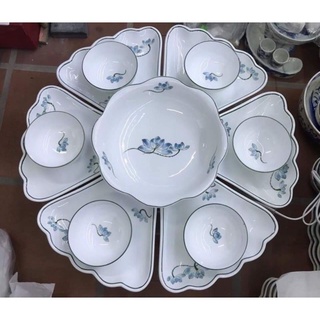 Bộ bát đĩa hoa mặt trời ĐK 58cm. Cỡ to. Hàng sứ Bát Tràng