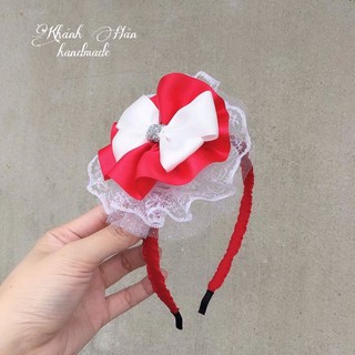 Cài tóc nơ tròn đỏ cho bé gái ( ảnh thật KH handmade )