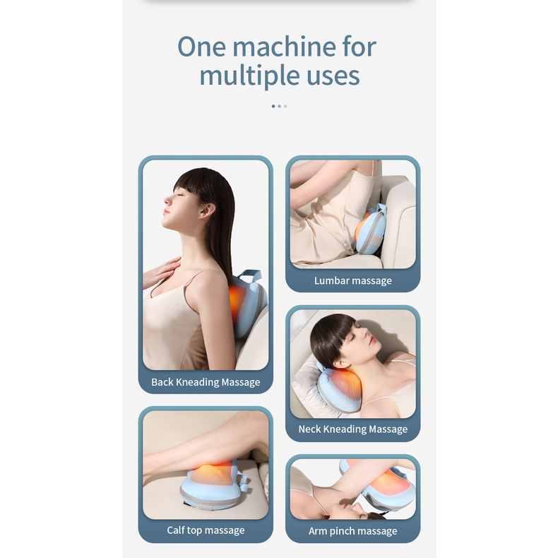 Jinkairui Gối massage Hồng Ngoại Nhiệt Có Thể Sạc Lại Dùng Cho Xe Hơi / Nhà Ở