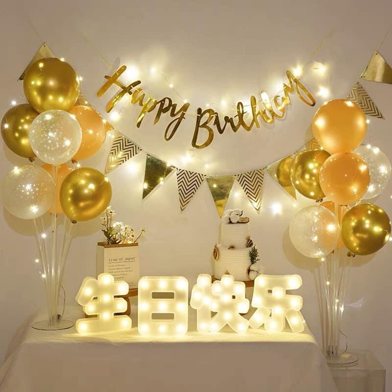 Set bóng trang trí sinh nhật Hàn Quốc màu bạc,vàng