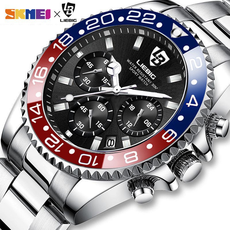 SKMEIX LIEBIG L2011 Fashion Men's Sports Quartz Watch Stainless Steel Waterproof Wristband