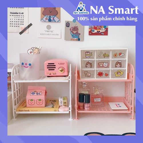 Kệ Nhựa Mini 2 Tầng Nhỏ Gọn Đựng Đồ Tiện Lợi