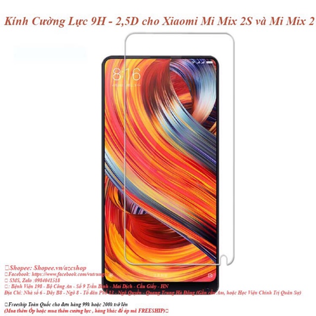 Tấm dán kính cường lực Xiaomi Mi Mix 2 / mi mix 2s hiệu Glass Pro