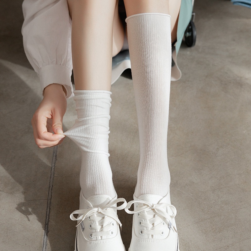 Tất vớ nữ cao cổ dài Nhún dễ thương hàn quốc đẹp  [ TẤT NHÚN TRƠN ] [ MÃ A802 ]