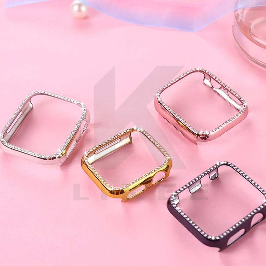 Ốp bảo vệ PC đính đá lấp lánh cho Apple Watch T500 T5 5 4 3 2 44mm 42mm 40mm 38mm