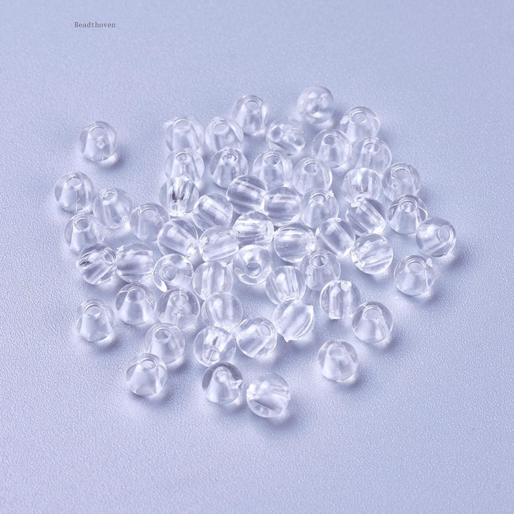 Bộ 20-500 Hạt Xâu Chuỗi Trong Suốt 4mm Đường Kính:1mm