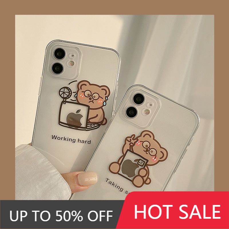 Iphone Vỏ Điện Thoại Vỏ Sò Vỏ Bảo VệPhone Case Creative Selfie Bear Apple IPhone 12 Personality Popular Silicone 11 Promax Transparent Cover X For 8plus Couple Hình Ảnh Hoạt Hình