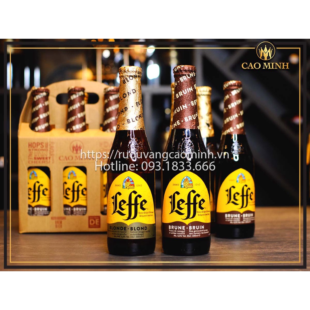 Bia Leffe Nâu ( Leffe Brune ) 6,5% Lốc 6 Chai 330ml Nhập Khẩu Bỉ