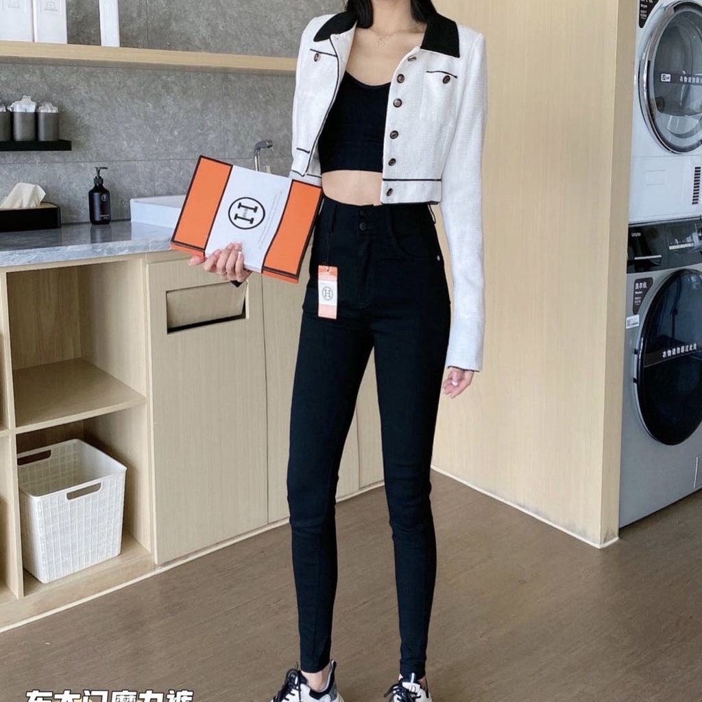 Quần legging nâng mông cạp cao gen bụng 2 khuy hộp chữ H vải Umi hàn co giãn 4 chiều - Mia  Shore