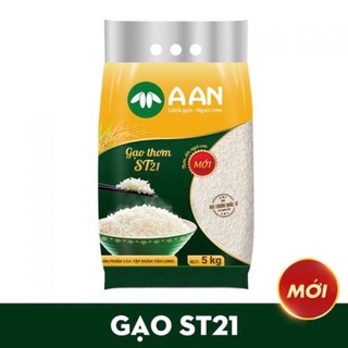 Gạo thơm ST21 A An túi 5kg - Đặc sản Sóc Trăng - Thơm hoa lài nhẹ, cơm ngọt, rất dẻo, để nguội vẫn dẻo
