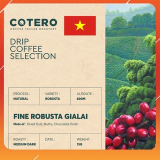 Cà phê phin giấy/drip bag fine robusta viet nam gia lai natural - cotero coffee, hộp 7 gói, phin, drip, coldbrew