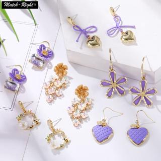 Bông Tai Hình Trái Tim Đính Đá Tím 5040 Thời Trang Cho Nữ