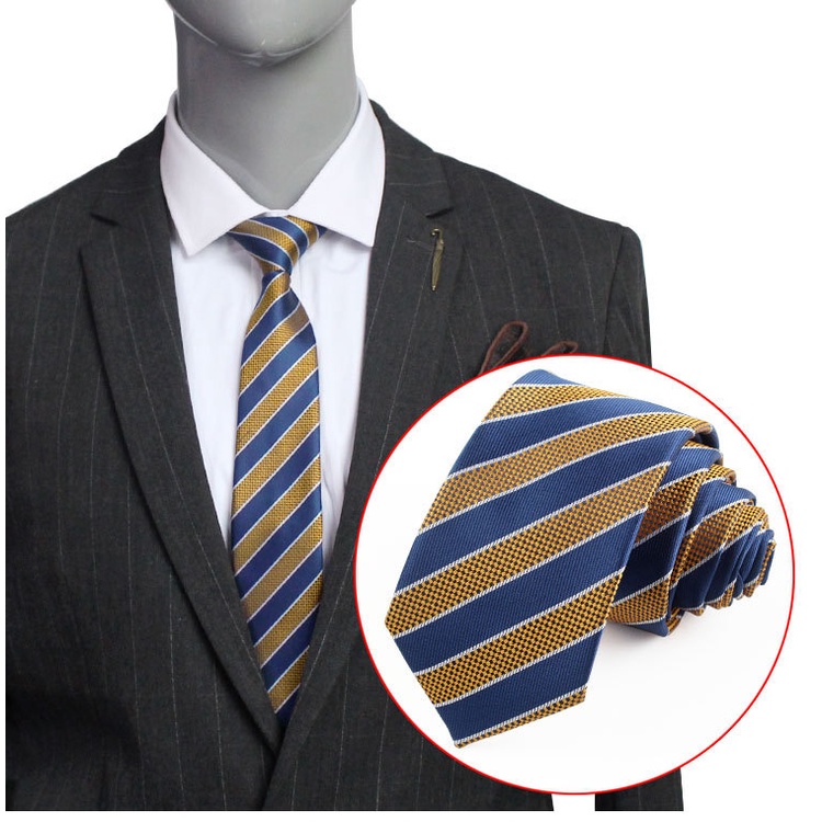 Cà Vạt Lụa Ôm Dáng Họa Tiết Kẻ Sọc 6CM Chất Lượng Cao Cho Chú Rể