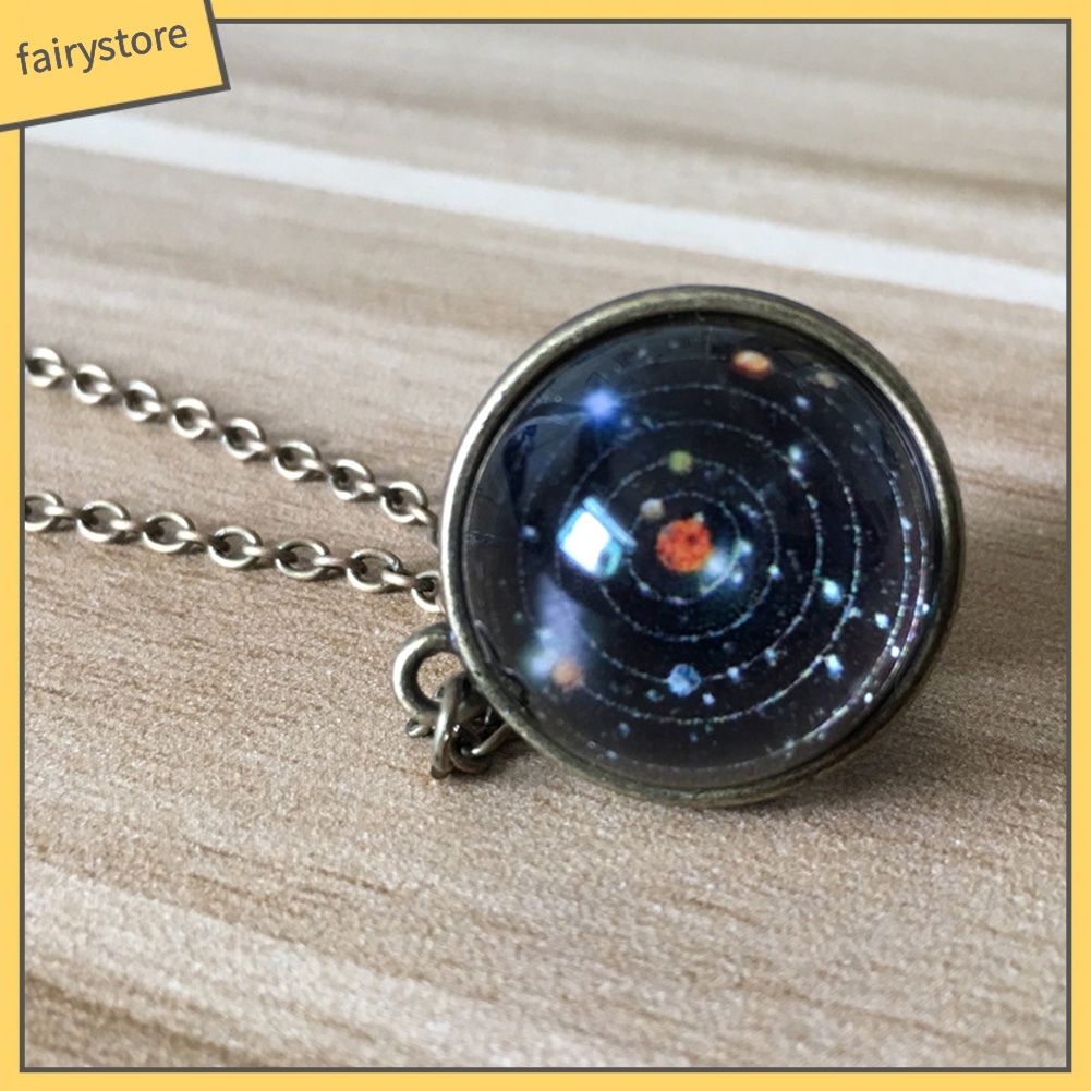 Dây Chuyền Mặt Thủy Tinh Họa Tiết Dải Ngân Hà Độc Đáo
