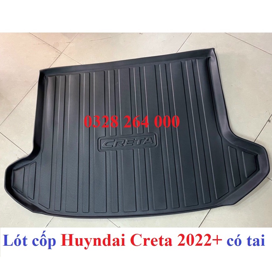 Lót cốp nhựa xe Hyundai Creta 2022 2023 - Mẫu có tai- Hàng không mùi, chống nước