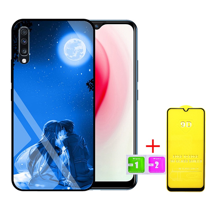 &quot;Combo 1 ốp lưng Samsung A70 + 1 Cường Lực&quot; Mặt kính 3D sang trọng_Không Nhòe, Không Phai Hình ( Tim shop )