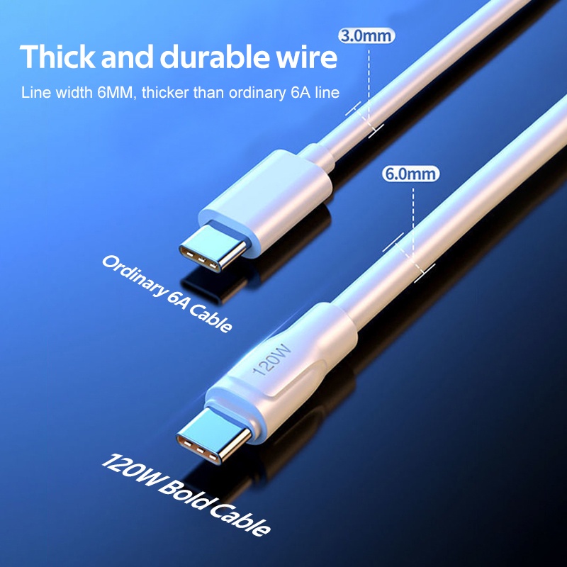 Dây cáp sạc TBTIC 120W 6A Micro USB Type C sạc nhanh thích hợp cho iPhone Huawei Xiaomi Redmi Oneplus