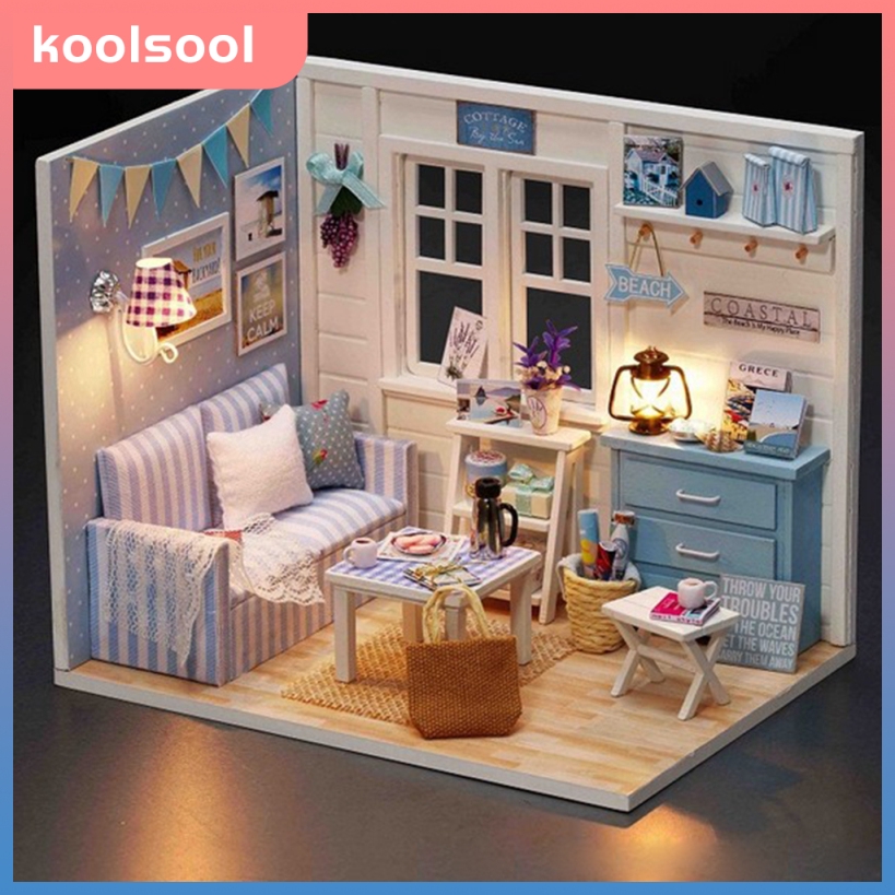 Nhà gỗ búp bê thu nhỏ 1/24 DIY