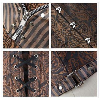 Áo corset cúp ngực sọc nâu