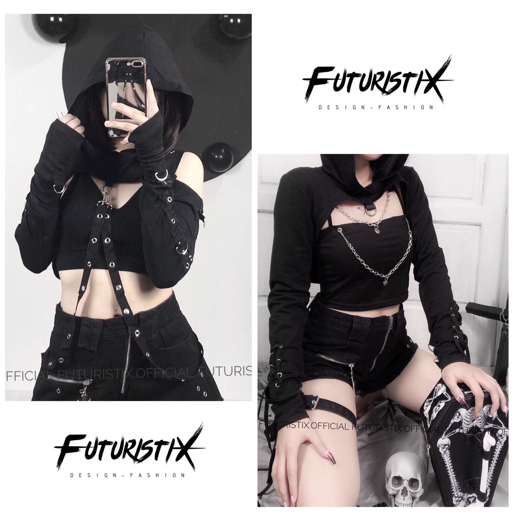 Áo croptop nửa người phong cách gothic, siêu xinh cá tính Fururistix A153, A165