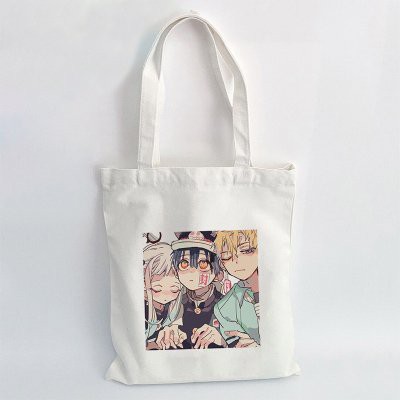 Túi tote vải trắng đeo vai in hình Jibaku Shounen Hanako-kun Ác quỷ trong nhà xí phong cách cá tính anime chibi