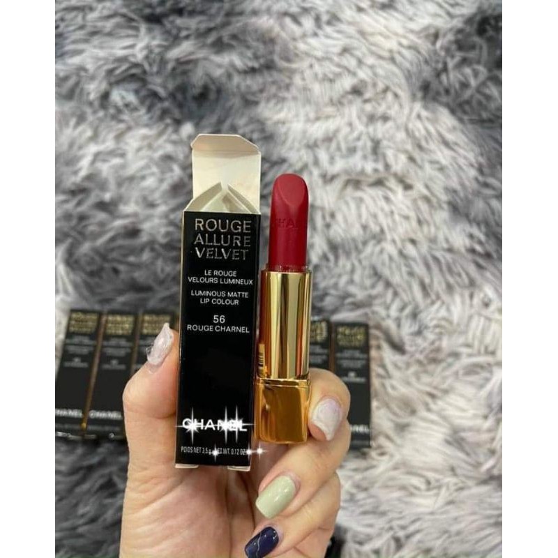 Son Chanel Màu 56 Rouge Charnel Đỏ tươi cổ điển {chuẩn auth)