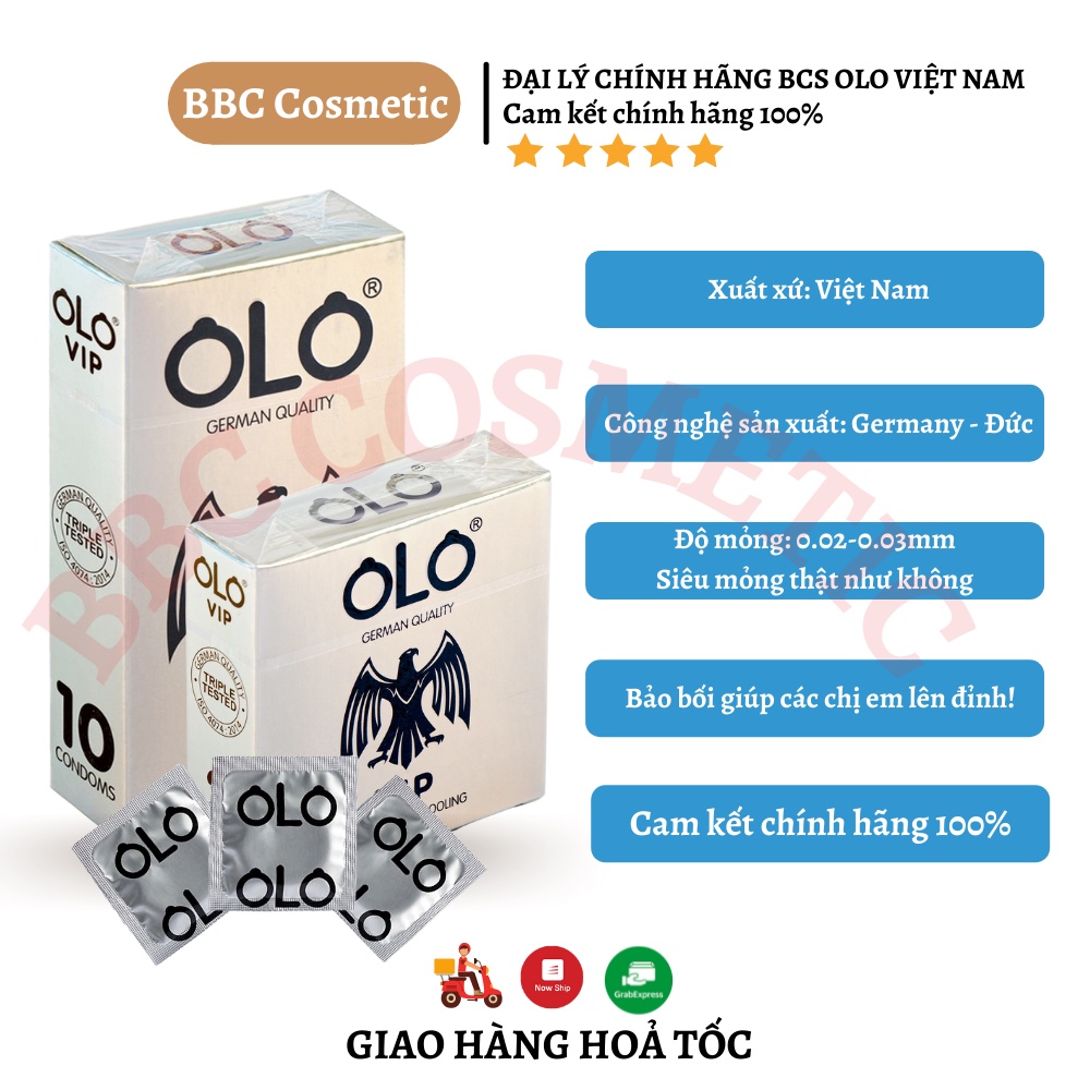 Bao Cao Su OLO VIP Siêu Mỏng 0.02mm Chống Xuất Tinh Sớm Hương Bạc Hà Có Tinh Chất Làm Mát Hàng Việt Nam Chất Lượng Cao