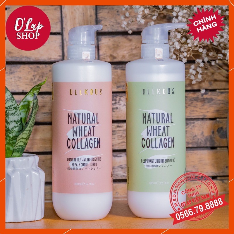 Gội xả COLLAGEN ULLKOUS 800ML - Bổ xung COLLAGEN từ lúa mạch giảm gãy rụng tóc GX07 [ Hàng chính hãng ]