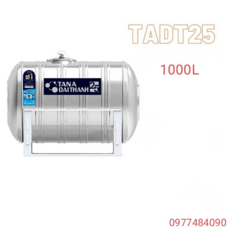 Bồn nước inox Tân Á Đại Thành 25 – 1000L Ngang(Ø920 (Chất liệu inox dày dặn cứng cáp siêu bền)