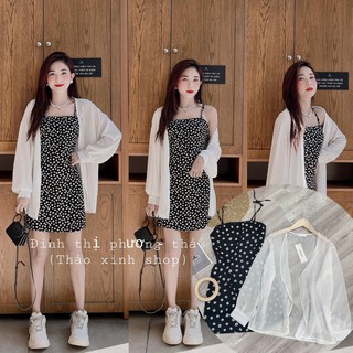 SÉT VÁY HAI DÂY HOA NHÍ MIX KHOÁC TƠ