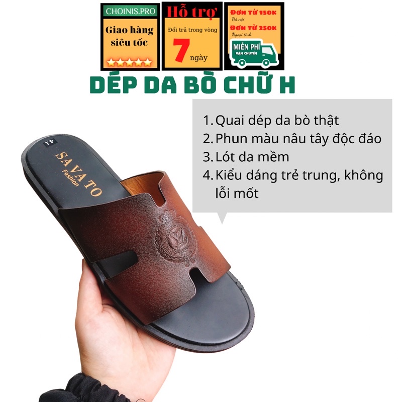 Dép da nam chữ H đế cao su sản xuất tại Xưở