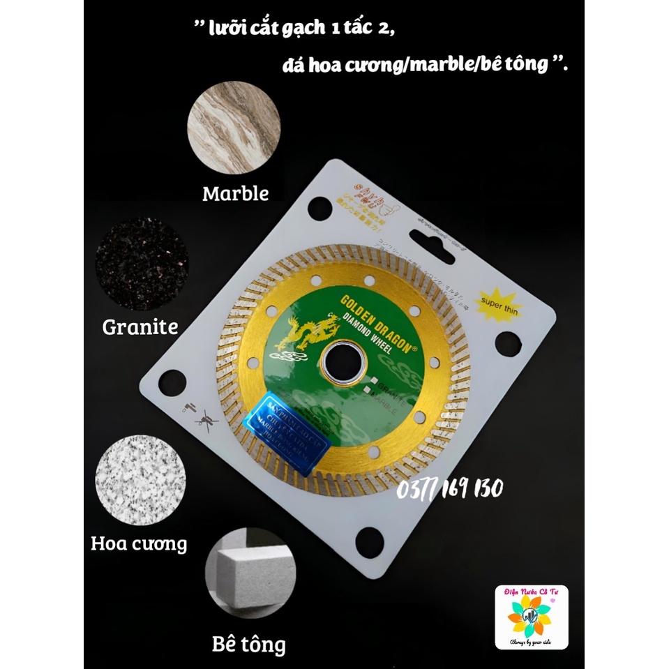 Lưỡi Cắt Gạch Men Bê Tông Đá Hoa Cương Rồng Vàng 125mm (hàng loại 1)