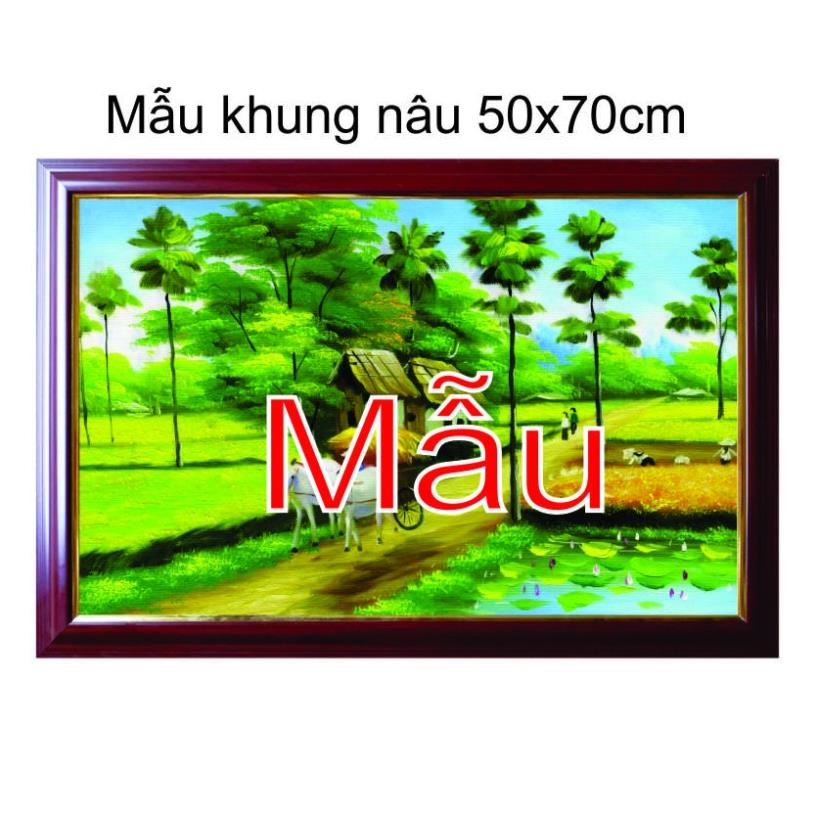 1.Tranh canvas đồng quê, quê hương việt nam, khung a3, tranh việt, đồng lúa, làng quê việt nhiều mẫu