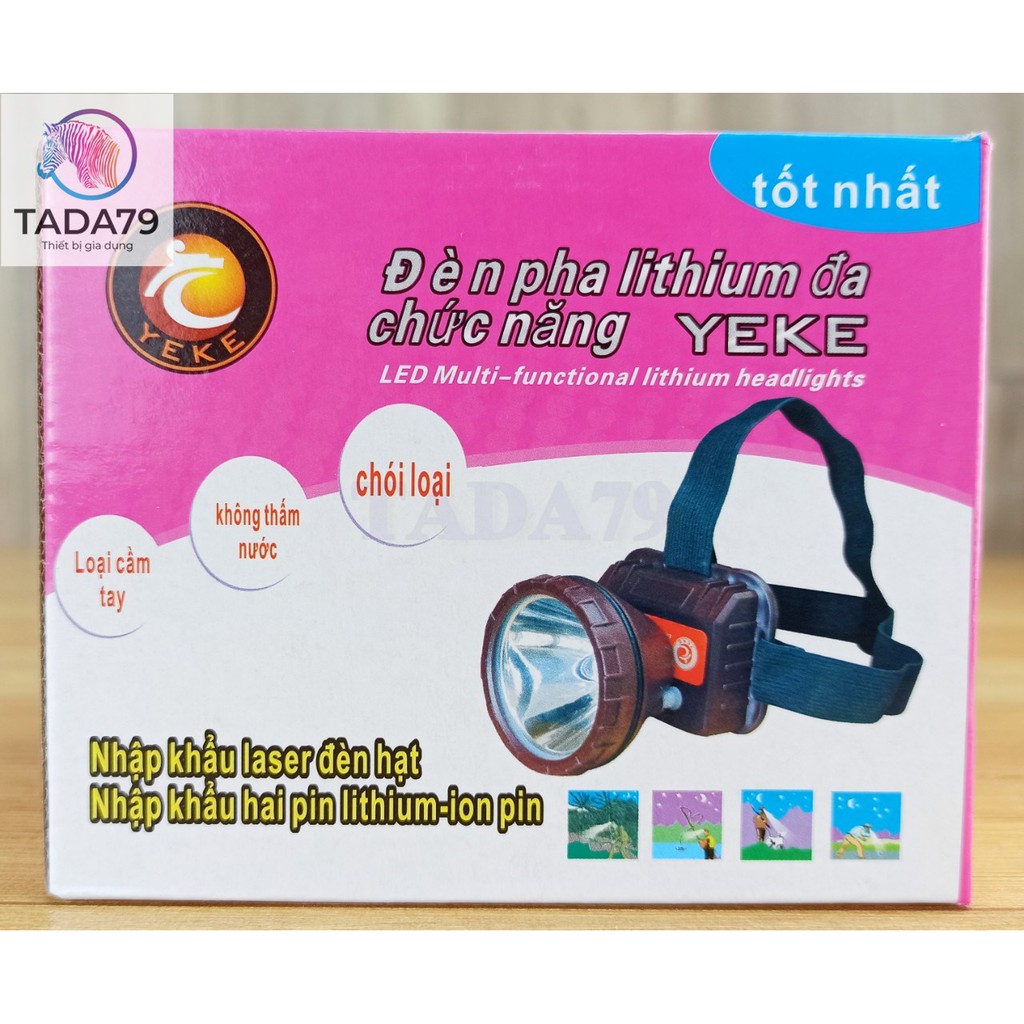 Đèn pin đội đầu YEKE đèn pin siêu sáng, chống thấm nước, thời lượng pin lâu, bảo hành 12 tháng
