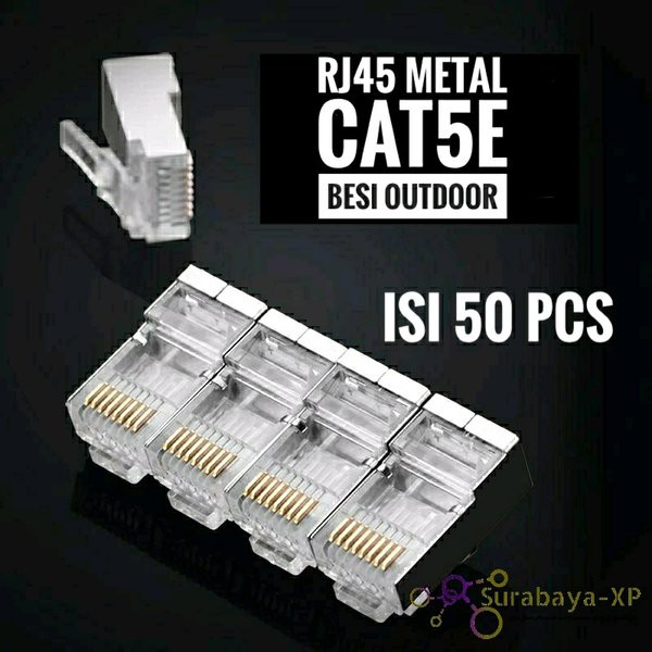 50 Đầu Nối Dây Cáp Lan Rj45 Cat5E Bằng Kim Loại