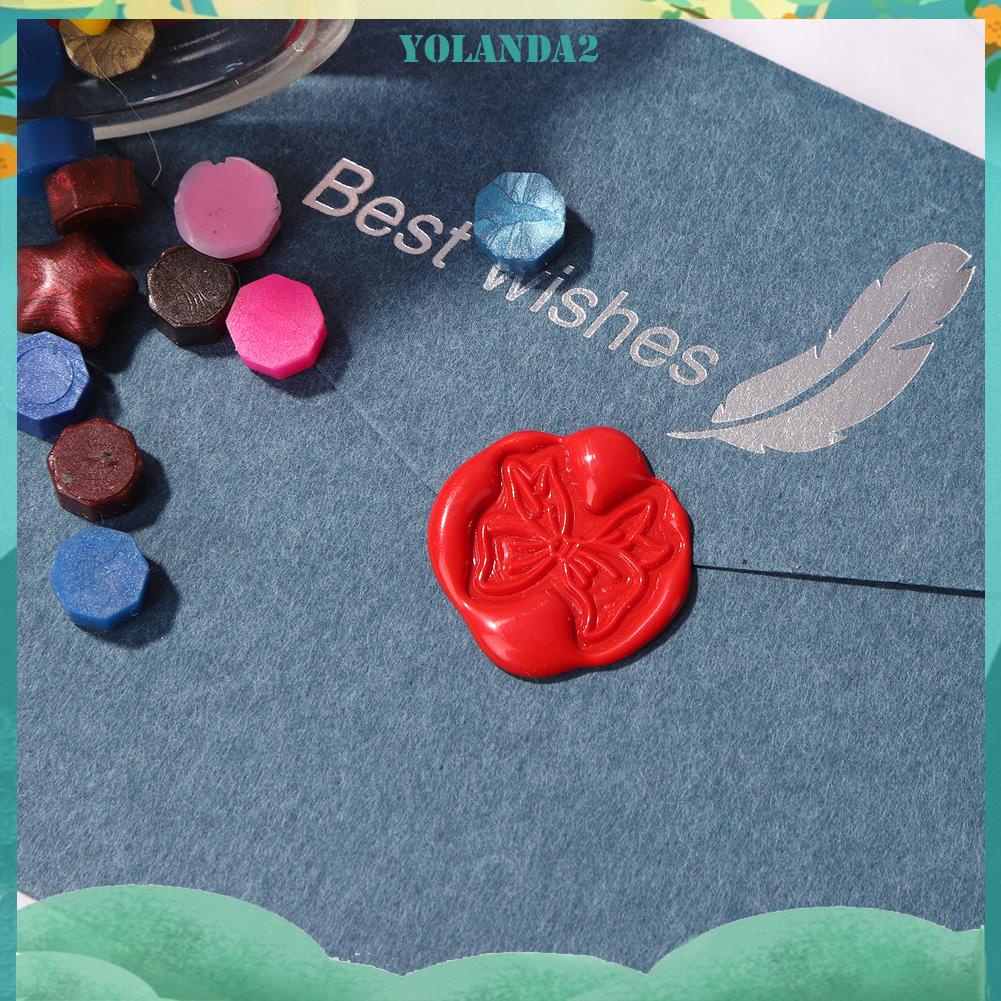 Con dấu sáp niêm phong thư hình nơ với tay cầm kim loại phong cách retro