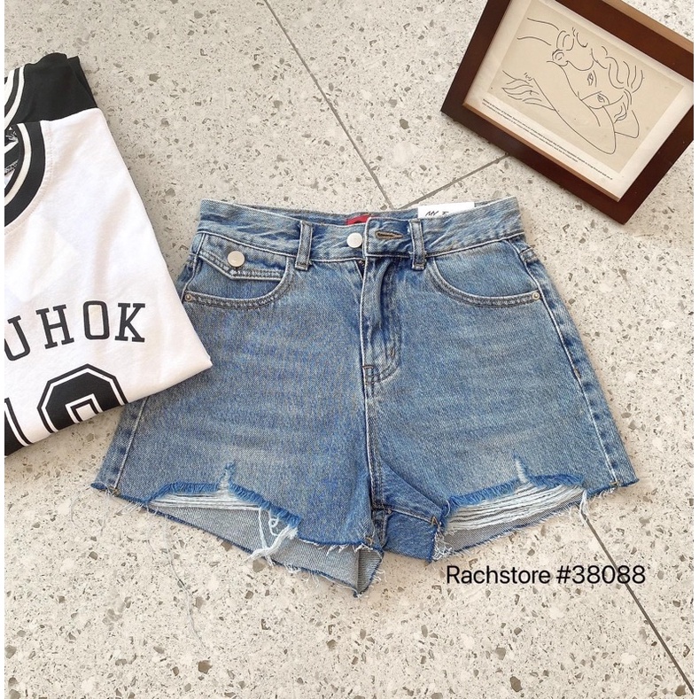 [RÁCH STORE] Quần Short 1 Nút Túi Rách Lai 2027