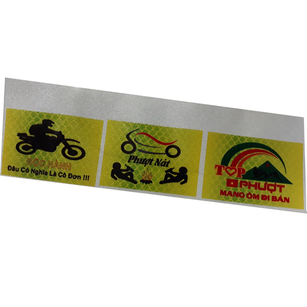 Tem Đề can phản quang 3 Miếng Phượt Nát đi phượt ngộ nghĩnh dán xe máy, ô tô, xe đạp điện, mũ bảo hiểm, balo, bàn học...
