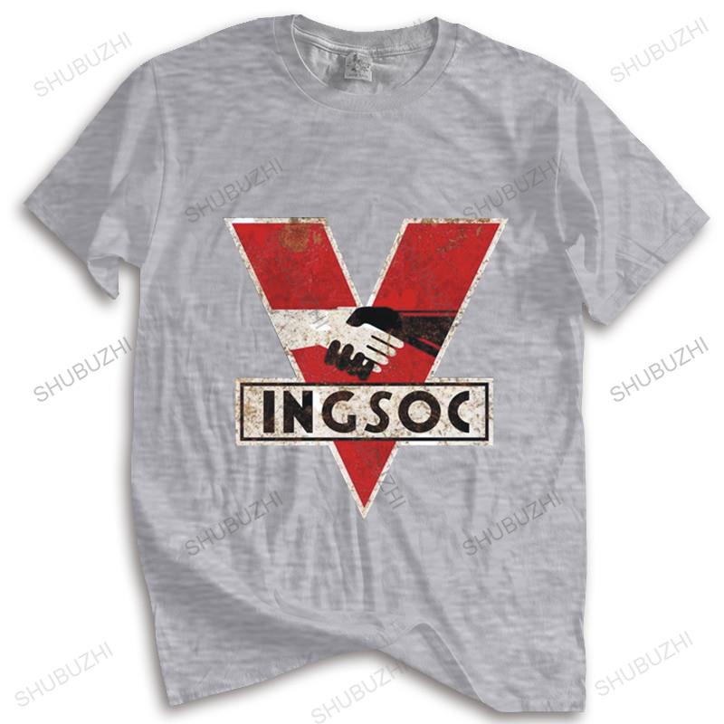 Thương hiệu thời trang Áo nam dáng rộng NINETEEN EIGHTY-FOUR 1984 INGSOC CHÍNH SÁCH BÊN LOGO ÁO THUN