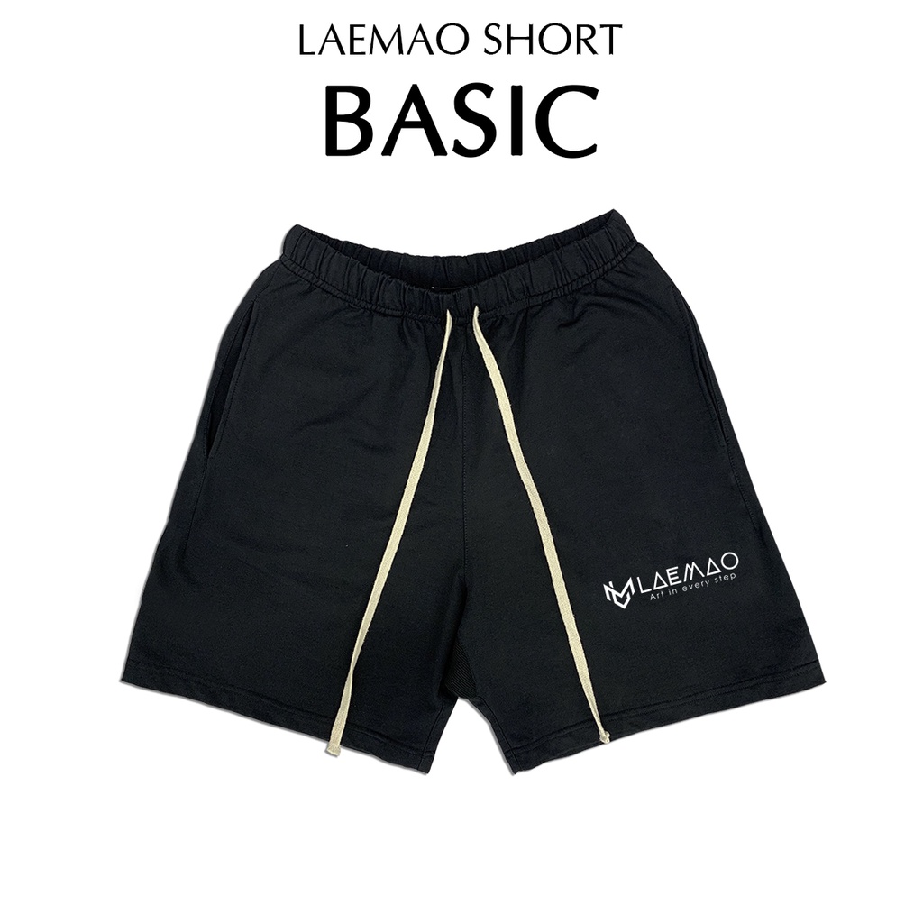 Quần short LAEMAO chất vải cotton nỉ da cá BASIC