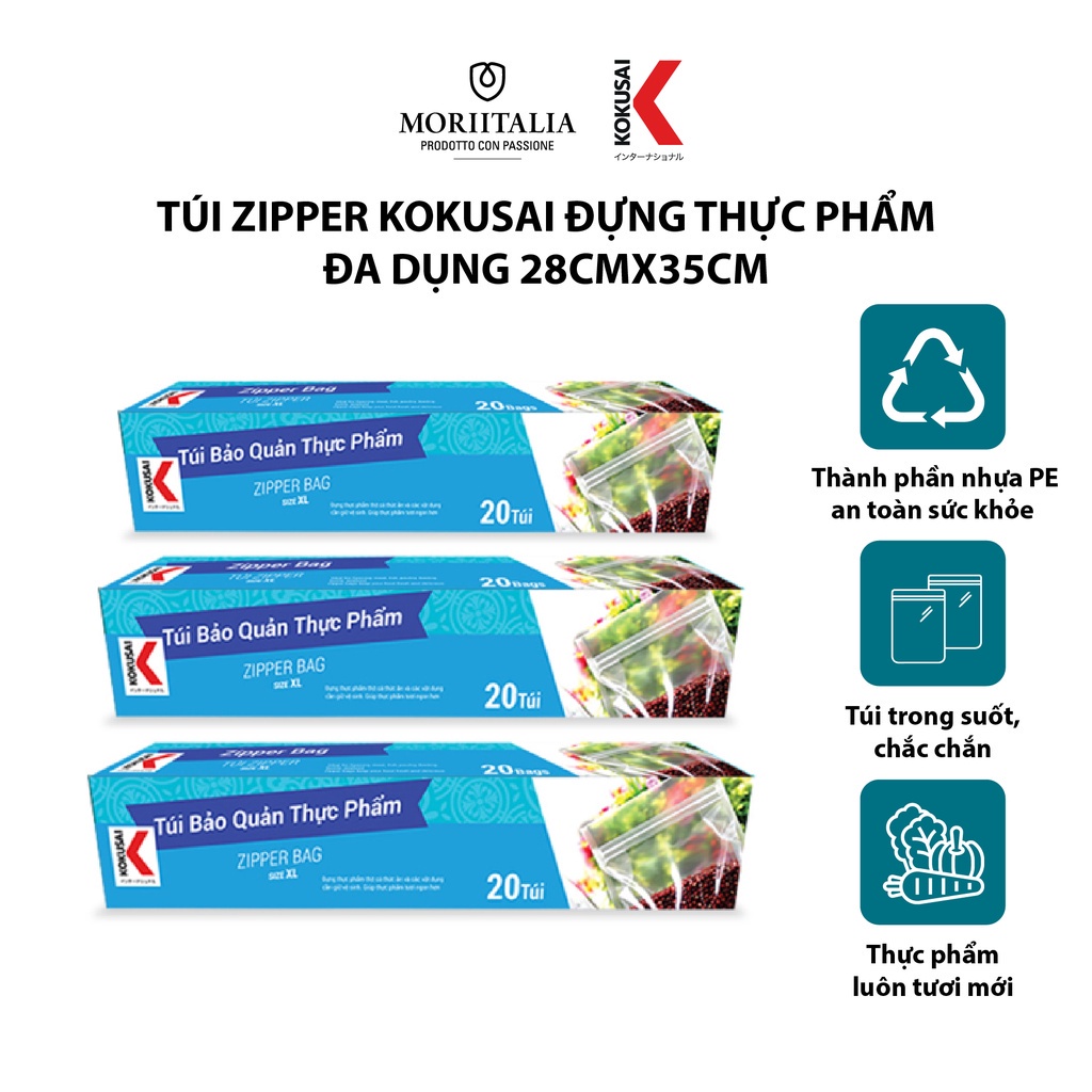 Túi Zipper Kokusai đựng thực phẩm đa dụng Moriitalia TZIP59004626