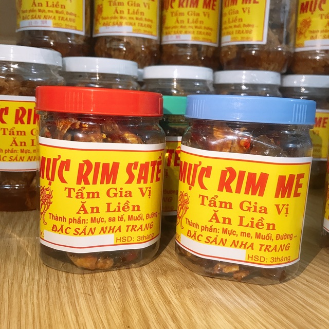 Mực rim me rim nguyên con hũ 200g/ Mực rim sa tế | Đặc sản Nha Trang