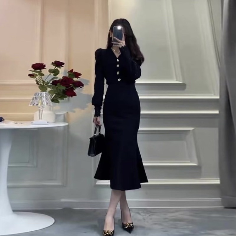 Chân váy đuôi cá dáng dài kiểu loe chất bozip phong cách Ulzzang tôn dáng cực đỉnh