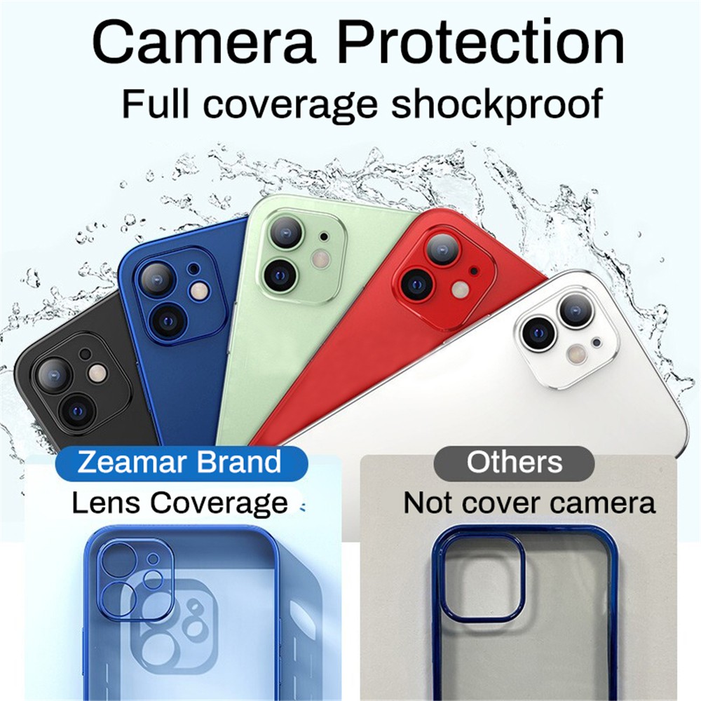 Ốp lưng trong suốt TPU mạ khung vuông sang trọng cho iPhone 12 pro max 12 mini Bìa mềm trong suốt