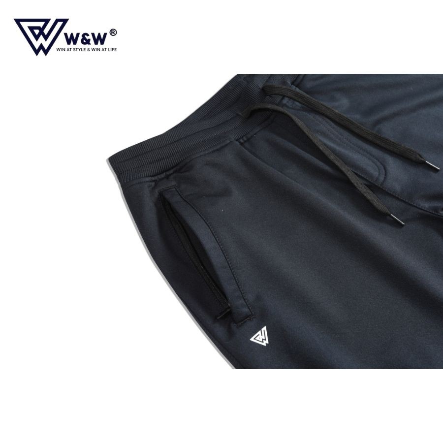 Quần Nỉ Jogger Nam W&amp;W Chất Polyester Cao Cấp Giúp Không Nhăn Dễ Làm Sạch Thiết Kế Ống Suông Thoải Mái Co Giãn Nhẹ WJO20