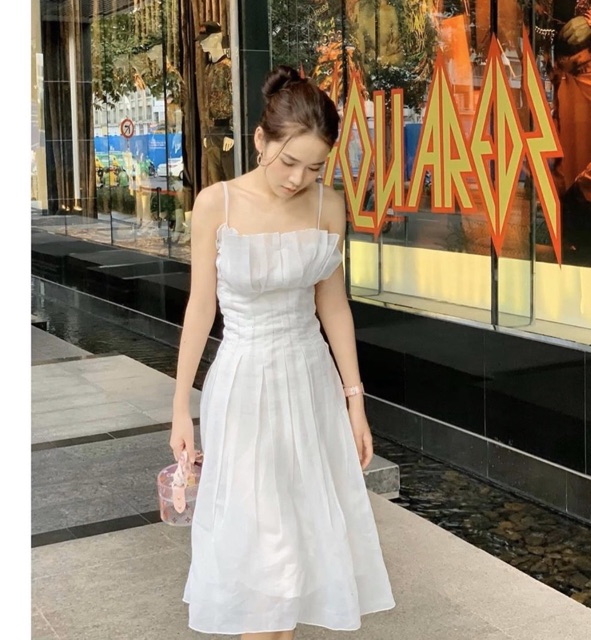 ĐẦM 2 DÂY TRẮNG XẾP LI NGỰC