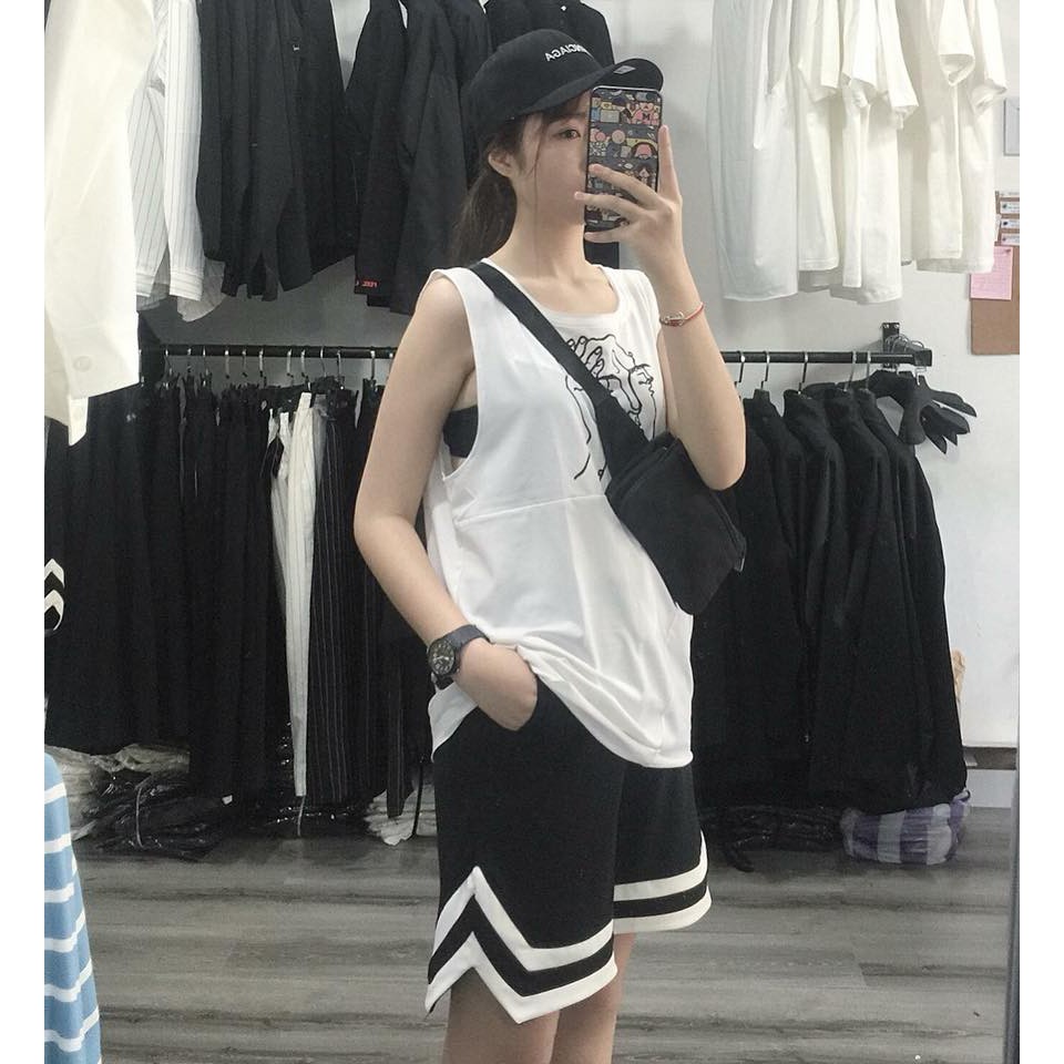 QUẦN SHORT 2V ĐEN Ulzzang UNISEX 1hitshop