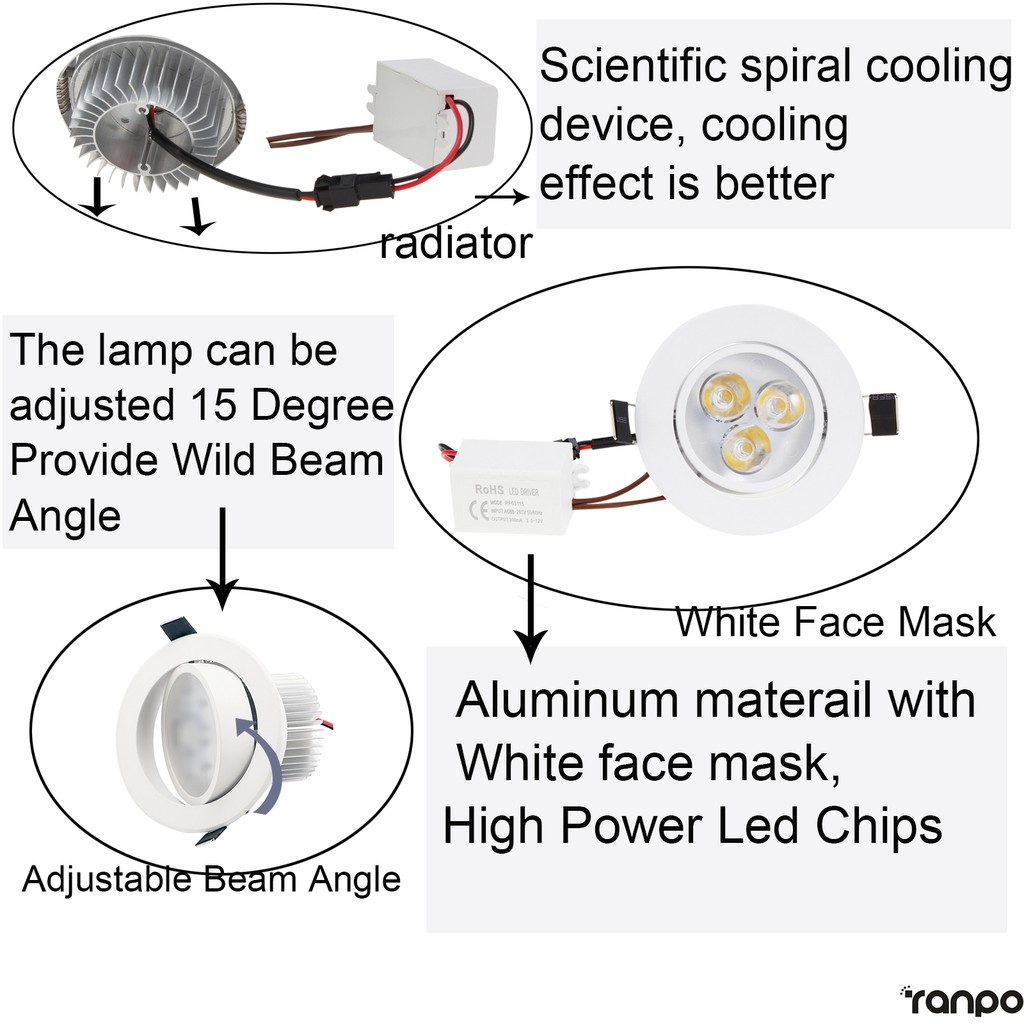 Đèn trần bóng LED 3W 85-265V 220V nhiều màu sắc