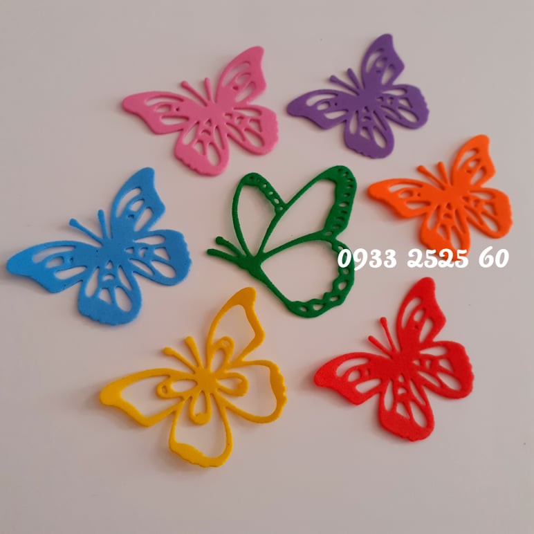Set 8 bươm bướm bằng xốp, 4 size, 4 mẫu_Hình trang trí thiệp, phong thư, bưu thiếp, bao thư, bao lì xì, mầm non