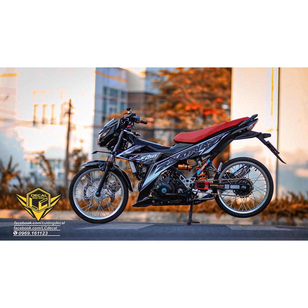 TEM RỜI cho Satria đen - mãu F150 sọc xám trắng - không bay màu